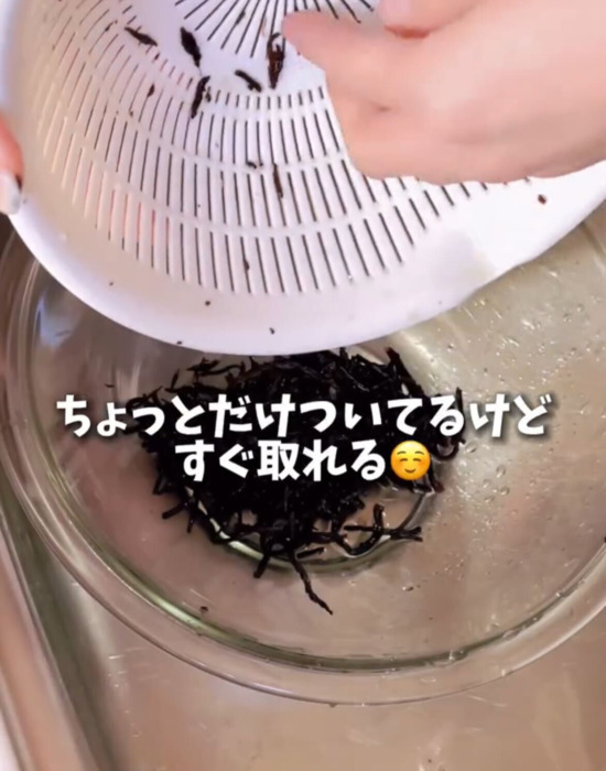 ヒジキが『ざる』に挟まらない　解決策が目からウロコ！