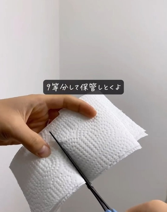 キッチンペーパーを『９等分』にするだけ　便利なアイディアに「なるほど」「その手があったか」