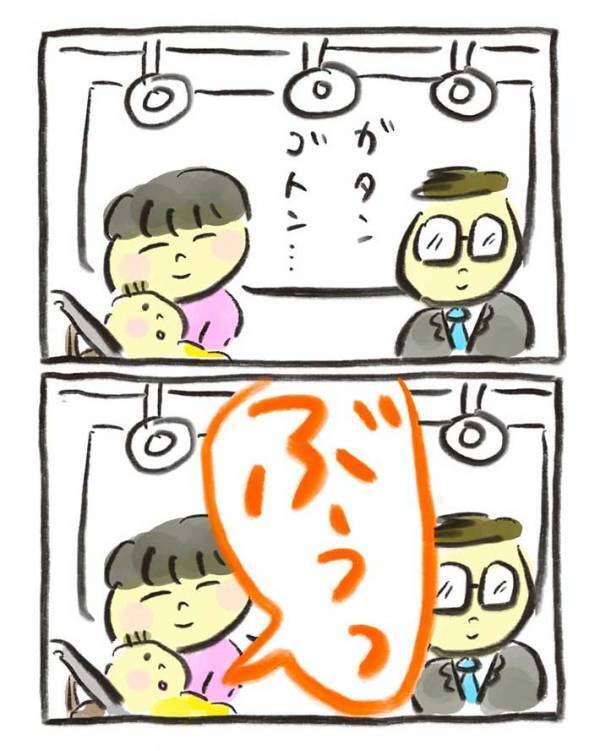 オナラが大きすぎる赤ちゃん　電車に乗ると…「泣くほど笑った」