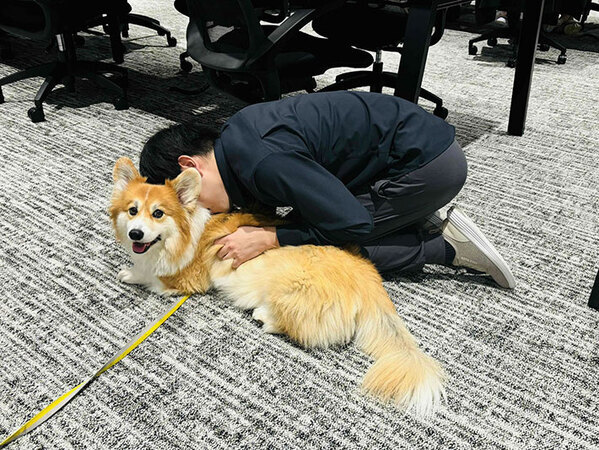 真面目に話をする社員の後ろで…　まさかの光景に「笑った」「私も早くこれになりたい」