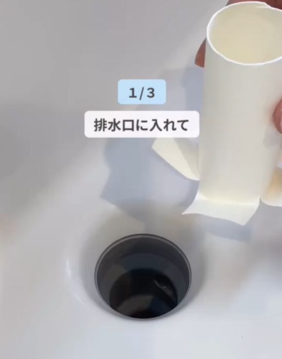 トイレットペーパーの芯を差し込むと…　排水口の奥で起きたことに「これは助かる」「発想が天才」