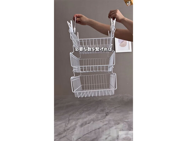 『ダイソー』のワイヤーバスケットにズボンハンガーで？　「天才がいた」「救世主」