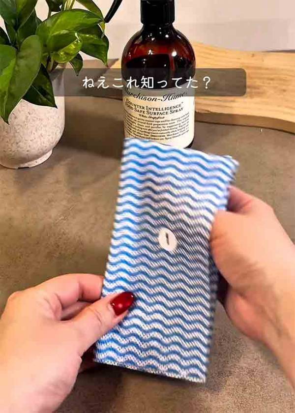 ふきんを８つに折った後に？　まさかの裏ワザに「賢い！」「やってみる」