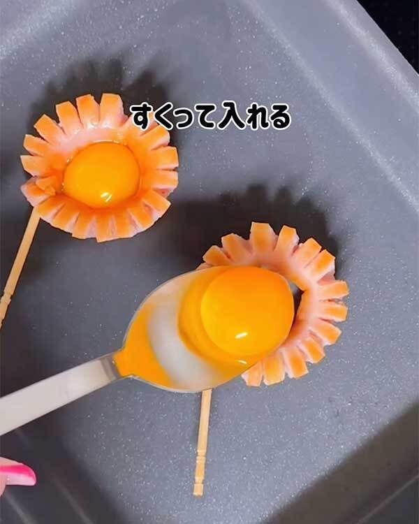 ウインナーに切り込みを入れて？　作ったものに「真似する」「天才ですね」