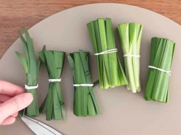 余りがちな『ニラ』　輪ゴムで数か所束ねた後？「その手があった」「賢い」