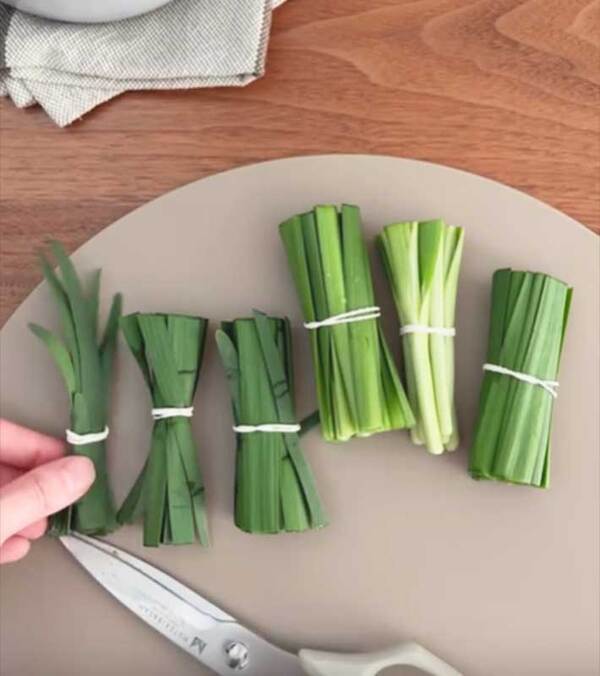 余りがちな『ニラ』　輪ゴムで数か所束ねた後？「その手があった」「賢い」