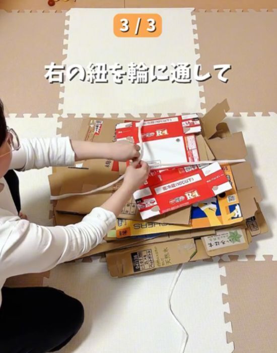 ダンボールをまとめるなら『４の字縛り』　簡単テクに「私でもらくらくできた！」