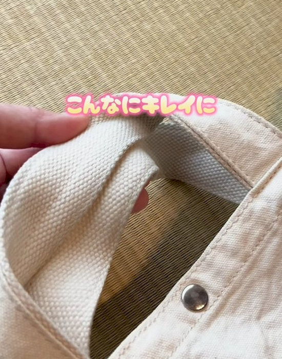 真っ黒になったトートバッグを１時間浸けたら 「まさか白くなるなんて」「驚いた」