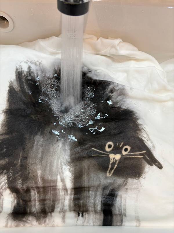 Tシャツに勢いよくシャワーの水を…　思わぬ発見に「これは天才」「臨場感すごっ」