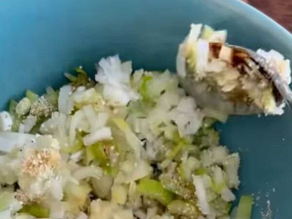 ネギをみじん切りして…　完成品に「グッドアイディア！」