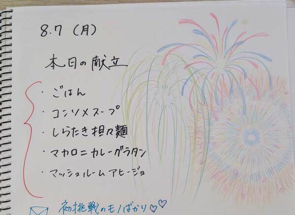 毎日『献立』を書いていた恋人　10年後…？「センス爆発してる」