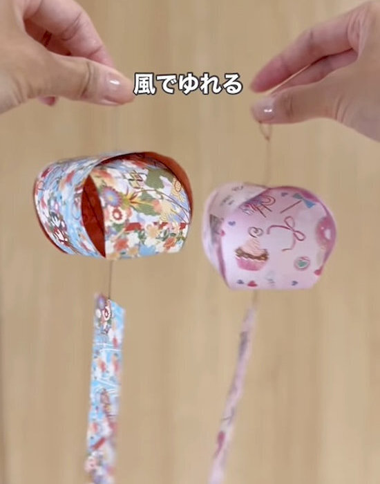 折り紙を丸く切るだけ！　本物みたいな風鈴に「涼しげ」「かわいい」