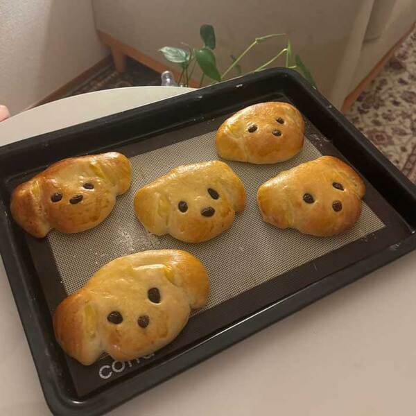 焼き上がったクリームパンを確認すると？　仕上がりに「食べられない」「初めて見た」