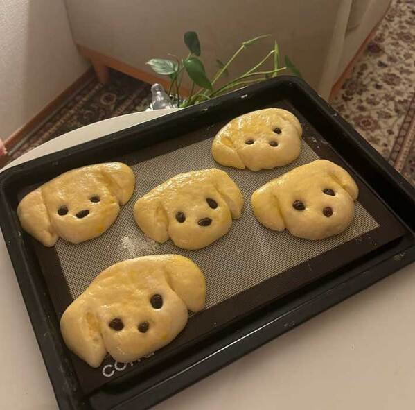 焼き上がったクリームパンを確認すると？　仕上がりに「食べられない」「初めて見た」