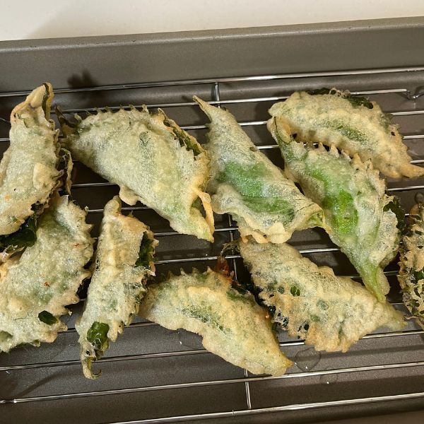 大葉のクリームチーズ揚げに「サクサク香ばしい」「とろける幸せ」