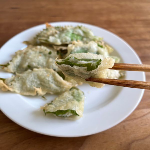 大葉のクリームチーズ揚げに「サクサク香ばしい」「とろける幸せ」