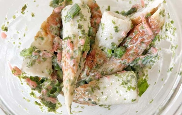 【簡単レシピ】　ちくわの磯辺焼きにちょい足しすると…？　出来上がったものに「たこ焼きみたい！」