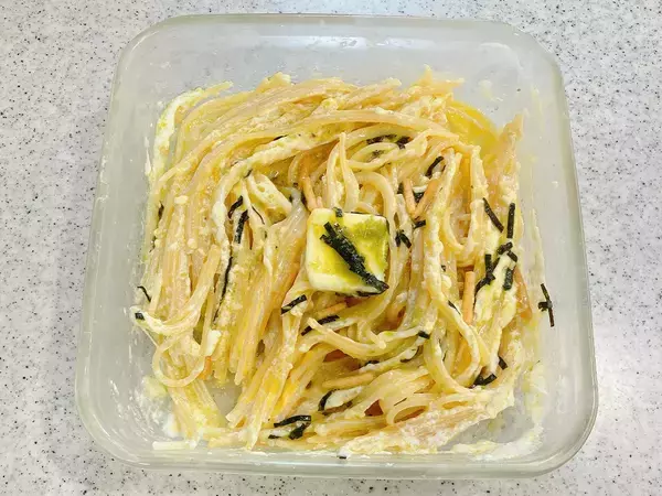 溶き卵を用意して？　お茶づけ海苔×パスタで作るのは…