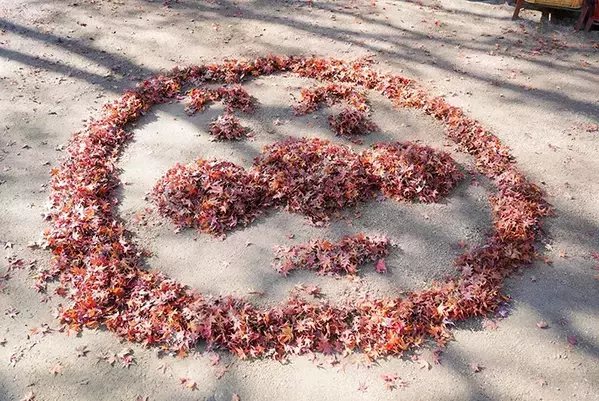 母親「まさかのアンパンマントラップ」　紅葉の名所で出会った『落葉アート』がこちら