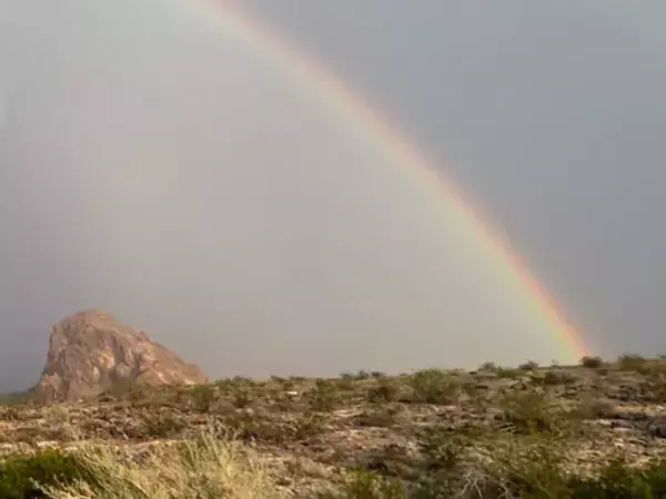 『短い虹』がどんどん伸びていき…？　車の窓から見えた景色に「こんなの初めて見た！」