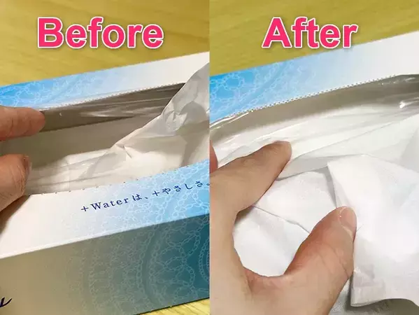 裏返して点線を折るだけ！　箱ティッシュの容量が減った時に試したい裏ワザが？