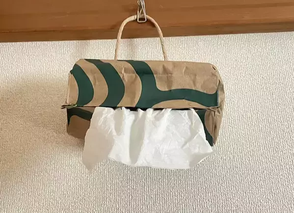 ティッシュをたくさん使う時期に　便利で快適な紙袋のティッシュケースを作ってみた