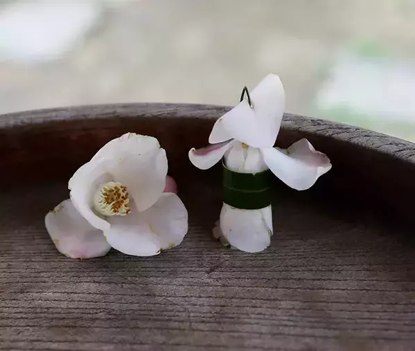落ちていたツバキの花を使って…　できたものに「発想がすごすぎる」「なんて粋な作品」