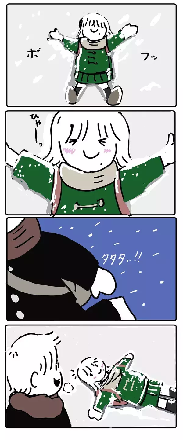 雪が積もる日に男の子が告白　女の子が『大の字』になり伝えた返答に「これが青春か」【漫画】