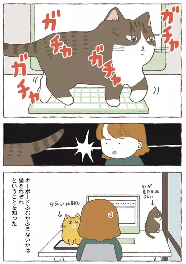 「キーボードを踏むか踏まないかは猫それぞれ」　漫画で描く『愛猫の性格の違い』に癒される！