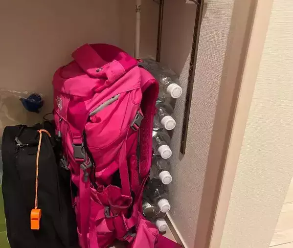 邪魔なペットボトルは『縦』に重ねて！　突っ張り棒で作った壁面収納が超便利だった