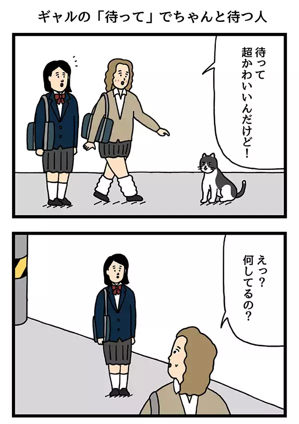 野良猫を見てはしゃぐ女子高生　「待って超かわいい」という一言に、友人が？【4コマ漫画】