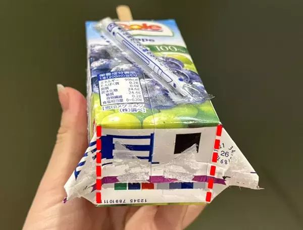 子供「アイス作って！」　紙パックジュースに棒を挿して冷凍庫に入れた結果…