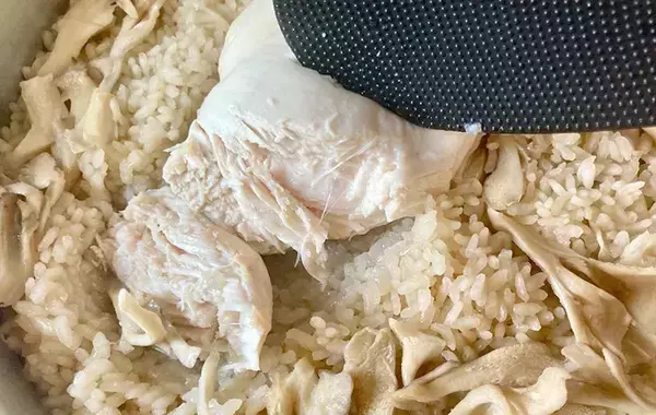 むね肉『丸ごと1枚』入れてスイッチ押すだけ！　できた一品に「パサつきなし」【炊飯器レシピ】