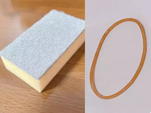 こするだけで取れる！　スポンジ・輪ゴムを使った、上着の毛玉・ほこり取り