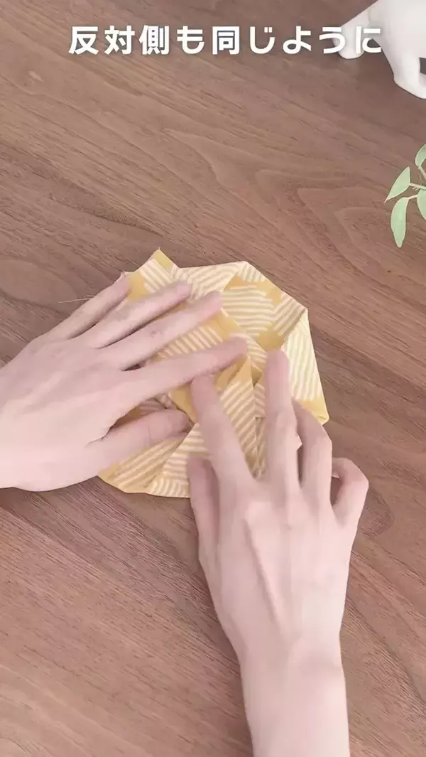 1枚の手ぬぐいを折るだけで？　30秒で小物収納に使える『バスケット』が作れた【簡単手順】