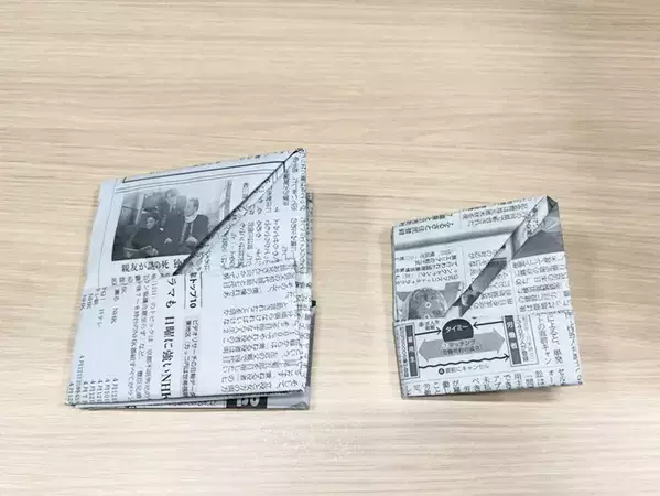 「こんな折り方あったんだ！」　コンパクトにたためる新聞紙ゴミ箱