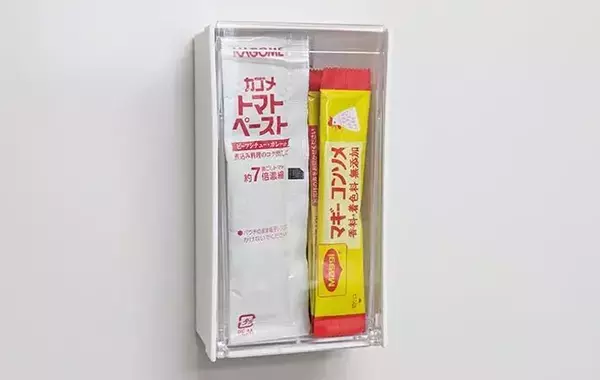 冷蔵庫にペタッとつけて調味料を収納　ダイソーで買った『ケース』が「使い勝手抜群！」