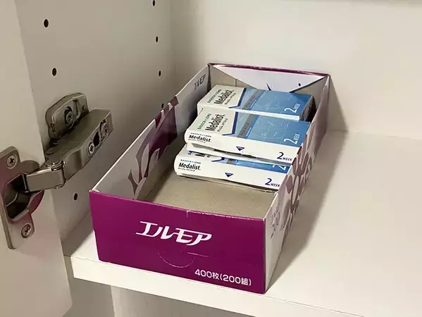 ティッシュの空き箱を再利用　5分で作れる『収納ケース』が「家中で便利！」