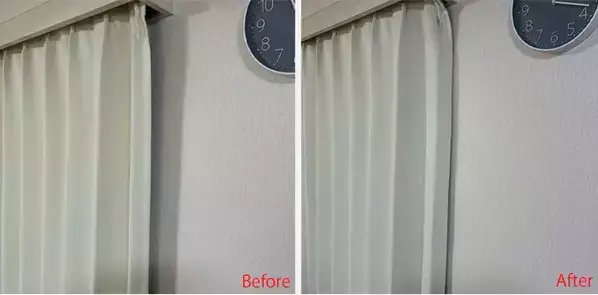 カーテンのフックを付け替えるだけ！　光漏れを防げる裏ワザに「熱気も防げて助かる！」