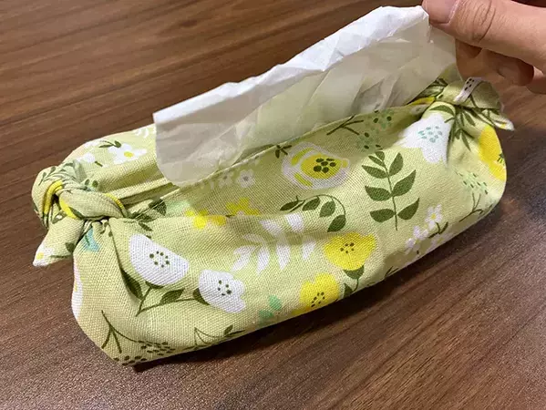 手ぬぐい1枚で『ティッシュカバー』　3分で作れる簡単な方法