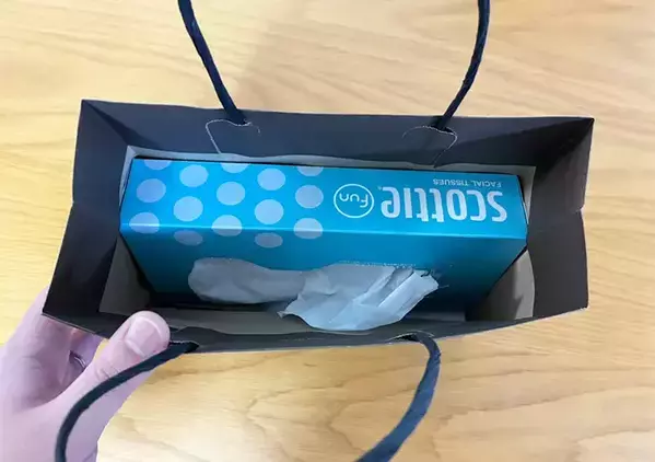 溜まっている紙袋をカッターでくり抜くだけ　家用ティッシュが快適になるリメイク術