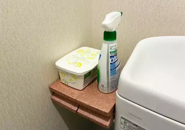 セリアのブロックで便器横の『空間』を有効活用！　窮屈なトイレで助かる、便利なミニ棚【活用2選】