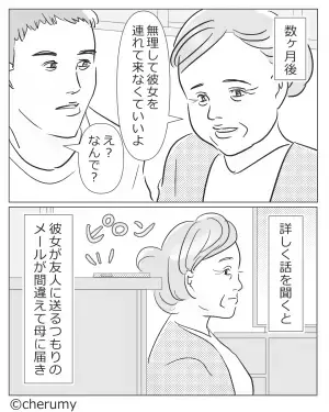 義母『無理に連れてこなくていいよ』結婚願望が強い彼女を両親に合わせると…→“彼女の本性”に気づいてしまい戦慄する！？