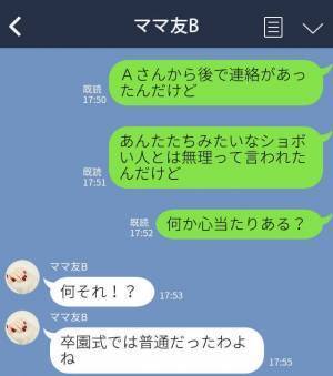 ママ友『しょぼい人たちとは無理（笑）』卒園式後のランチ会をドタキャンしたママ友！？→帰宅後届いたメッセージに驚愕！