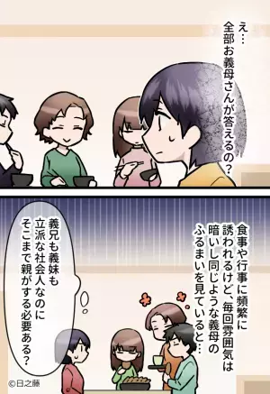 親戚会で…話を振られた義妹が【まさかの行動】を始める！？義母の過保護な様子を見て、親戚一同が唖然…