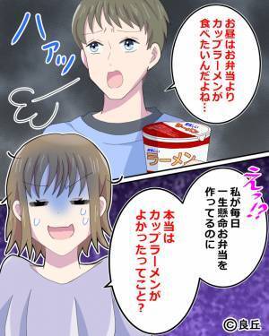 【妻の苦労を無駄に…！？】夫『お昼はお弁当より…』妻『それならもう作りません！』スーパーでの買い物中、夫が“放った発言”に愕然…！