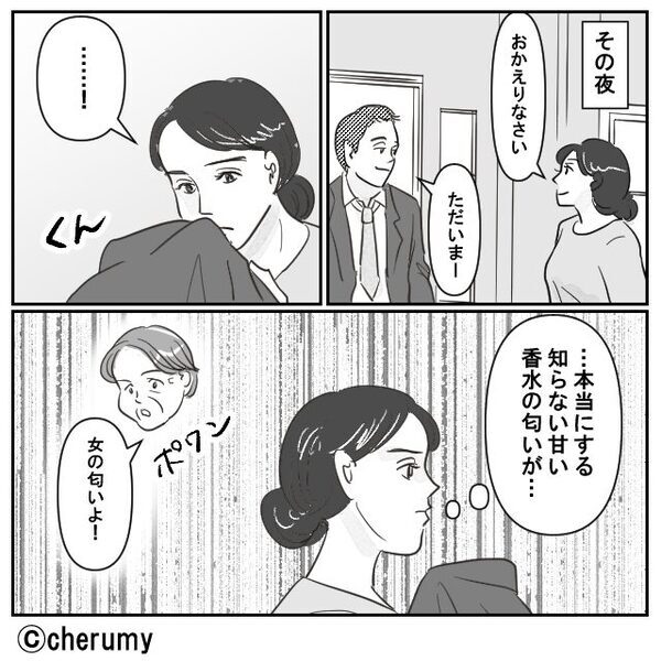 義母「…あれは、女の匂いよ」夫の浮気を疑う義母！？数日後⇒徹底的に【証拠】を集めて夫を問い詰めた話