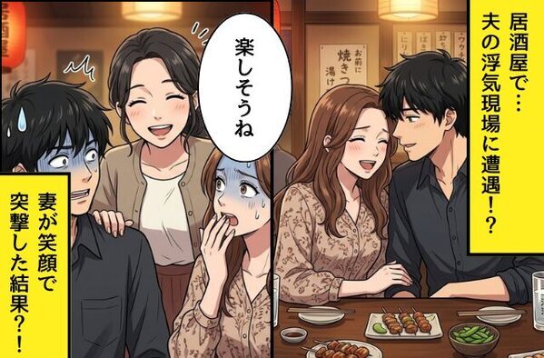 居酒屋で…夫の浮気現場に遭遇した妻！？しかし⇒「なにやら楽しそうね」笑顔で妻が割って入った結果