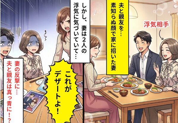 夫の浮気相手に“手料理”を振る舞う妻「デザートもどうぞ」次の瞬間⇒「いや…うそ…」浮気相手が真っ青になったワケ