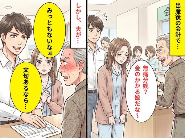 出産後の会計で…義父「無痛分娩？金のかかる嫁だな～（笑）」しかし⇒「みっともないなぁ」夫が公開処刑した【結果】！？